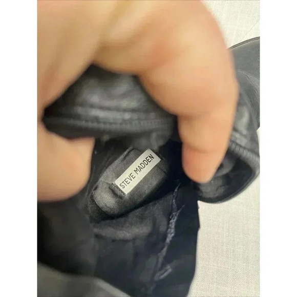 Steve Madden OTK Black Genuine Leather Sz 7 M Over The Knee Boots Black EUC - Picture 10 of 14